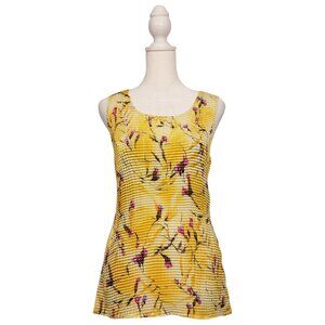 Vintage Scoop Neck Tank Top Yellow Floral
